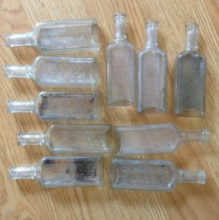 10 Antique Kimbroughs Antiseptic Clear Glass Medicine Bottles