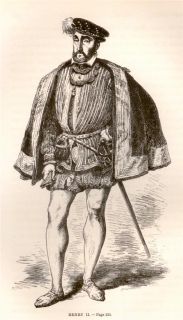 History of France Woodcut 1880 King Henry II