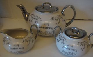 Kingwood Ceramics 25th Anniversary Teapot SetPlatinum