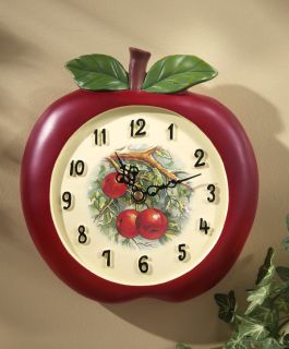 Apple Shaped Decorative Kitchen Wall Clock Country Home Decor