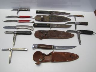 Vintage Lot 12 Jack Knives Hunting Knife Tools Collection Olsen Barlow