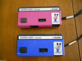 Vtg Kodak Mickey Matic Cameras Two One Blue One Pink 110 Film 1988 92