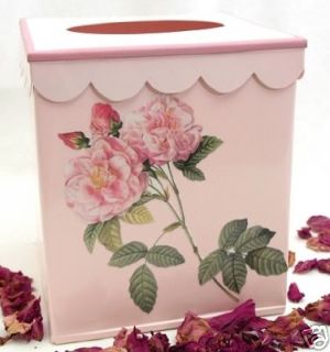 Chic Pink Roses Enamelware Kleenex Box Tissue Holder