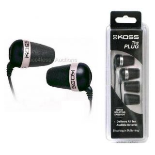 KOSS The PLUG In Ear EarBud Headphones Earphones for all Mp3 BLACK 2 U