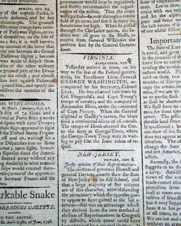 RARE 18th Century Portsmouth NH New Hampshire 1798 Newspaper George