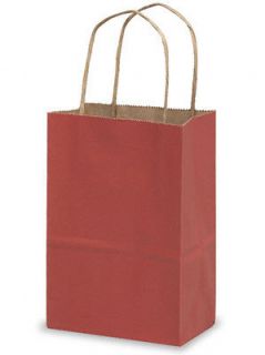 10 Red Kraft Paper Gift Handle Bags Small 5 1 4 x 3 1 2 x 8 1 4