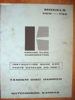 Instruction Parts Manual Krause 1109 1132 Disc