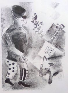 Marc Chagall 1929 Lithograph Signed L’Homme AU Cochon