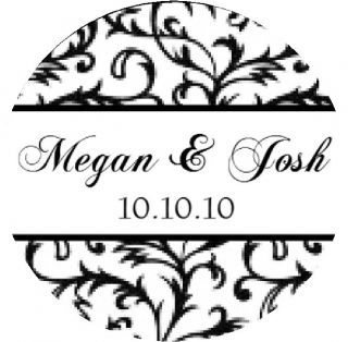 30 Personalized Wedding Damask 1 5 Round Favor Labels