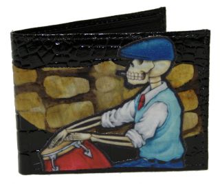 De La Luna Conga Player Drummers Black Leather Bilfold Wallet