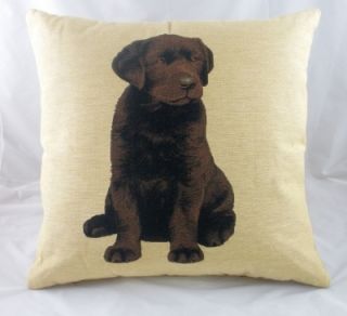 18 Chocolate Labrador Puppy Dog Tapestry Cushion