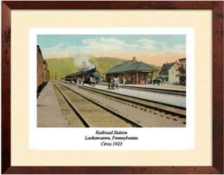 Lackawaxen PA Railroad Station C 1923 Matted Print