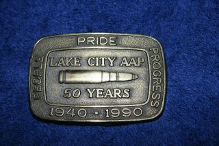 Lake CIty Army Ammunition Plant Brass Belt Buckle 1 of 5000 made 1940