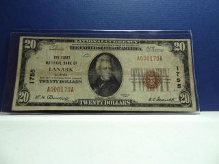 National Currency issued out of Ntl Bank of Lanark, Illinois, 1929