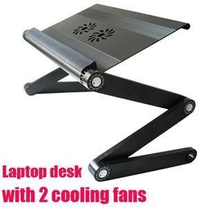 Folding Laptop Bed Table Desk Stand Cooling Fan Cooler
