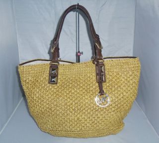 Michael Kors Santorini Large Straw Basket Tote Shoulder Bag Handbag