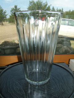 Large Pressed Clear Glass Ribbed Vase Vintage