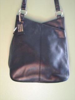 Laura Scott Black Soft Leather Shoulder Bag Purse Tote