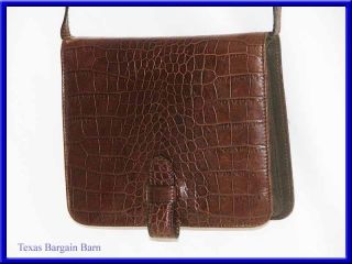 VINTAGE LAURA LEIGH ITALY PURSE/Brown Mock Croc Leather   Shoulder