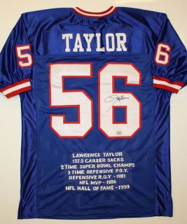 Lawrence Taylor Autographed Blue New York Giants Stat Jersey  AAA
