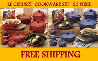 Le Creuset Cookware Set 20 Piece New All Colors Available