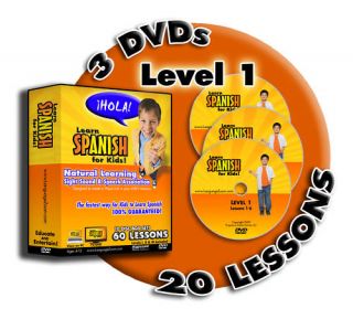 Learn to Speak Spanish for Kids, 20 Video Lessons on 3 DVDs + 30 FREE