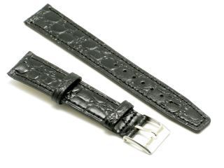 18mm Black Leather Watch Band Fits Longines Omega