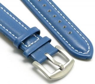 22mm High Quality Leather Watch Band Blue Fits Invicta