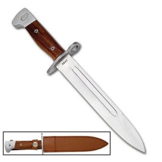 Classic Bayonet Bowie Knife with Leather Sheath Full Tang Hunting
