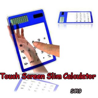Solar Power Touch Screen Slim Keypad LED Calculator Blue