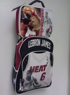 Brand New Lebron James Matching backpack bookbag with Lunchbox Heat