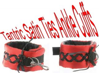 Tantric Satin Ties Ankle Leg Cuffs Restraints Red Black