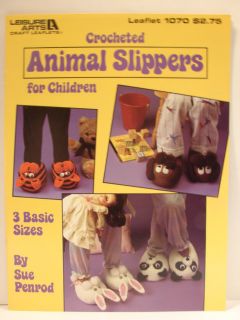 Leisure Arts Crocheted Animal Slippers for Children Leaflet 1070