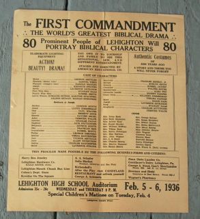 1936 Lehighton PA Historical Adv Names 80 Local Actors