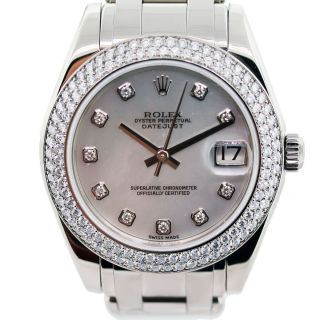 Rolex Masterpiece 81339 Midsize 18KW Gold Mother of Pearl Dial Diamond