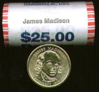 2007 P Mint James Madison Gold $25 Dollar Roll  Cheap