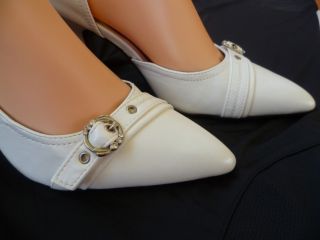 White Lady Dress Heels Pumps Shoes Size 5 10