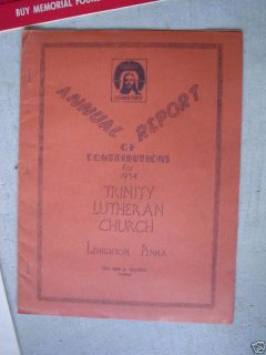 1954 Booklet Annual Report Trinity Church Lehighton PA