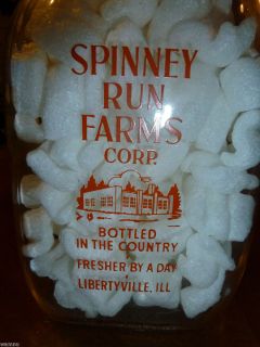 Spinney Run Farms Milk Bottle Libertyville Illinois