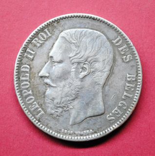 Royalty King of The Belgian Leopold II 1870 Silver Medal