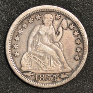 1853 with Arrows Seated Liberty Dime