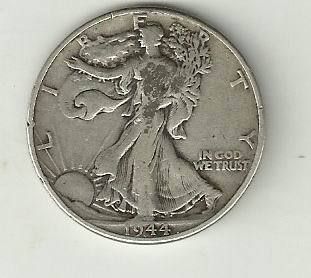 1944 US Walking Liberty Half Dollar Silver Coin