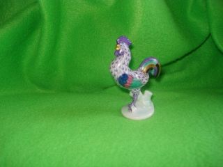 Herend Levander Fishnet Small Rooster Figurine