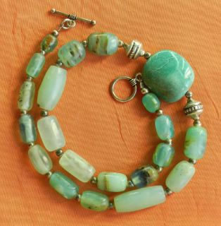 Peruvian Opals Turquoise and Sterling Silver Necklace