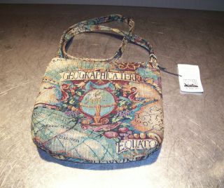 Clothworks Tapestry Cross Body Bag Earth World SHIP Map