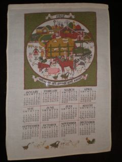 Linen Kitchen Tea Towel 1987 Calendar