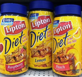 Lipton Diet Instant Powdered Iced Tea Mix 3 Flavor Choices Sugar Free