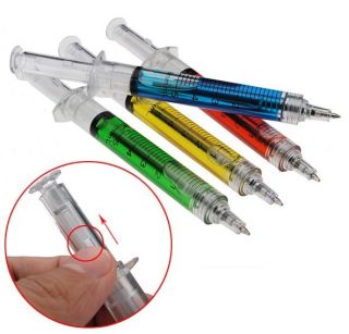 V7510 4X Novelty Ballpoint Pen Liquid Syringe Stationery Medical