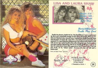 1992 Bench Warmer Double Play Card 39 Lisa and Laura Shaw
