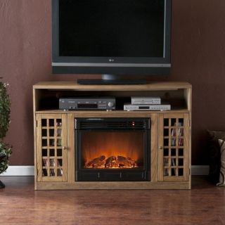Wildon Home Lipan 48 TV Stand with Electric Fireplace in Weathered Oak